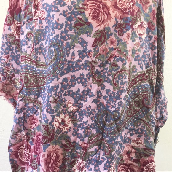 SOLD! VTG Ray Strauss Floral Large Square Scarf Rayon - Picture 5 of 9